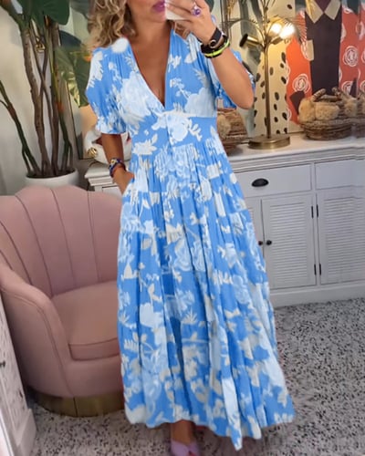 Isabeau™ - Comfortable Long Dress with V-Neck and Pockets