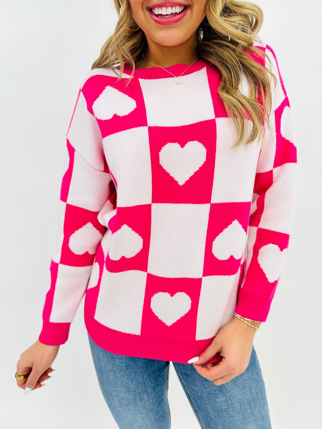 Ottilie™ - Valentine's Day Heart Check Sweater