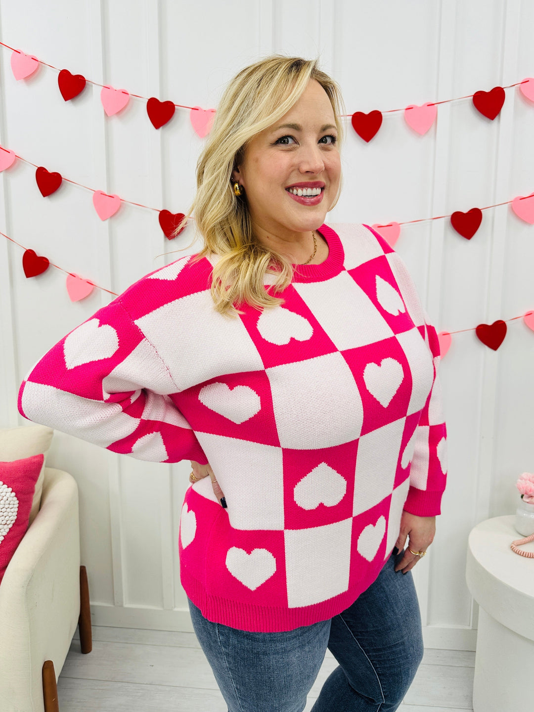 Ottilie™ - Valentine's Day Heart Check Sweater