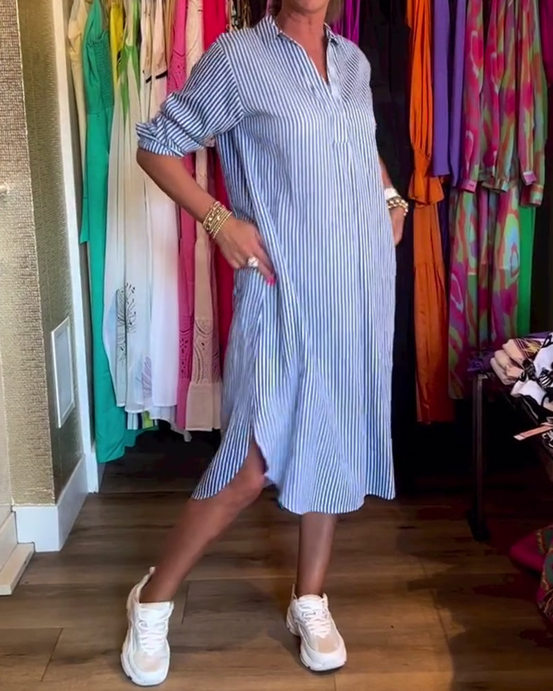 Cato™ - Striped Shirt Dress with Collar