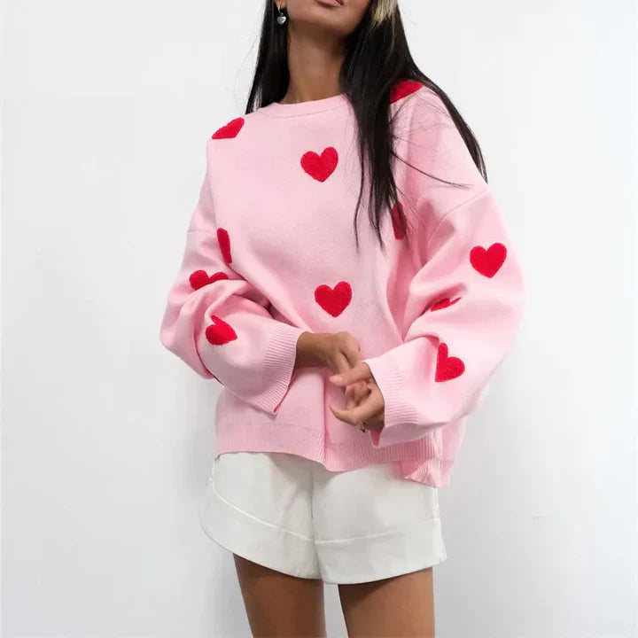 Abigail™ - Heart Pattern Knit Sweater
