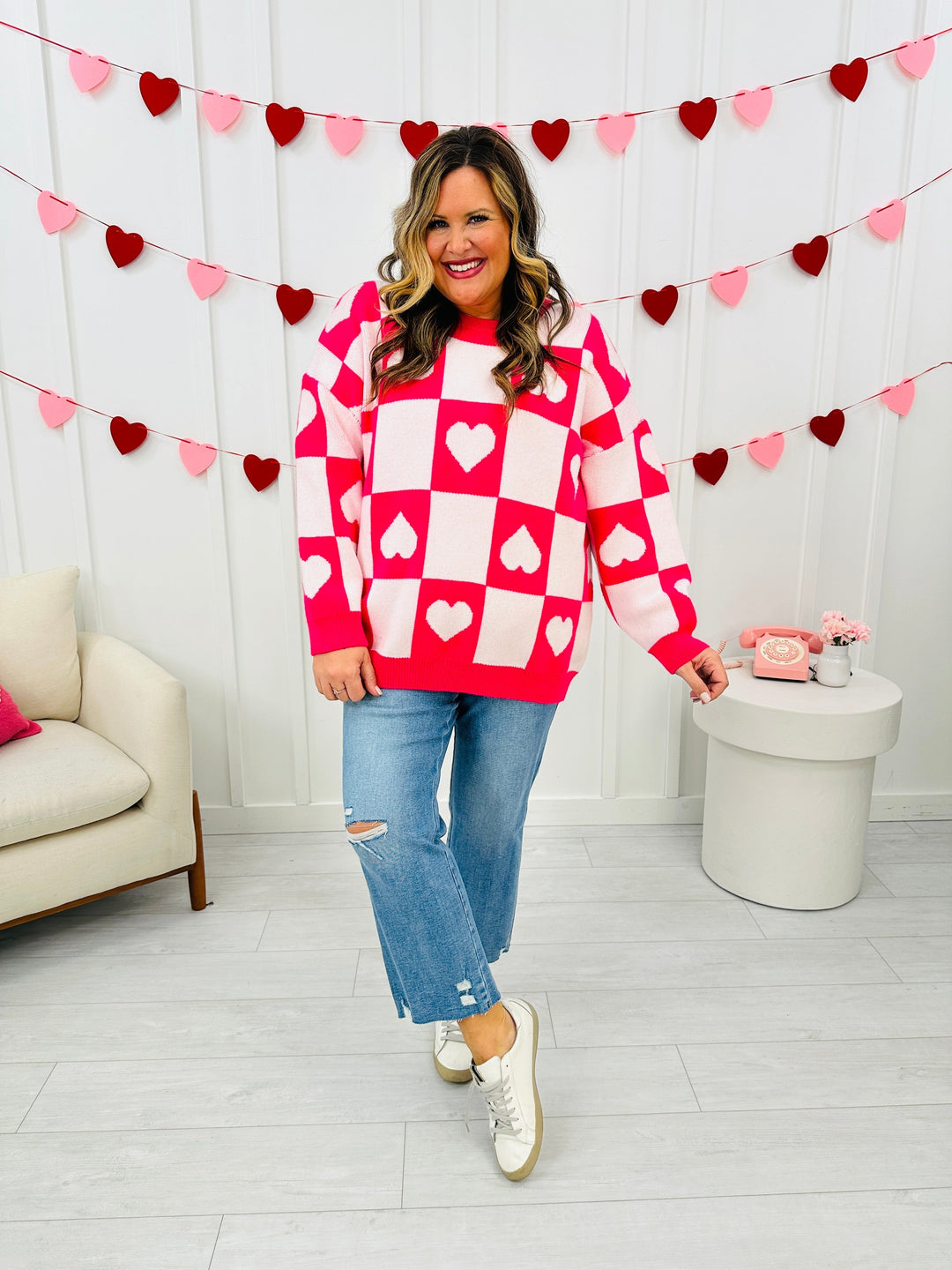 Ottilie™ - Valentine's Day Heart Check Sweater