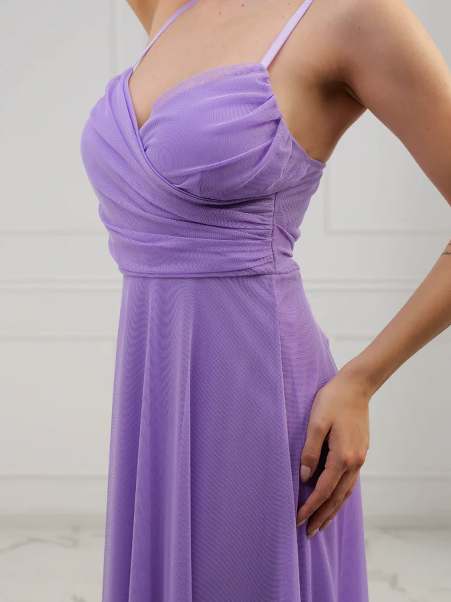 Tulle Dress with Velvet Straps