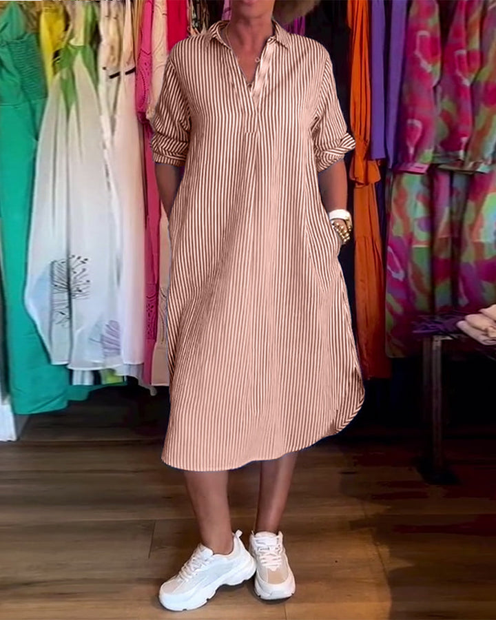 Cato™ - Striped Shirt Dress with Collar
