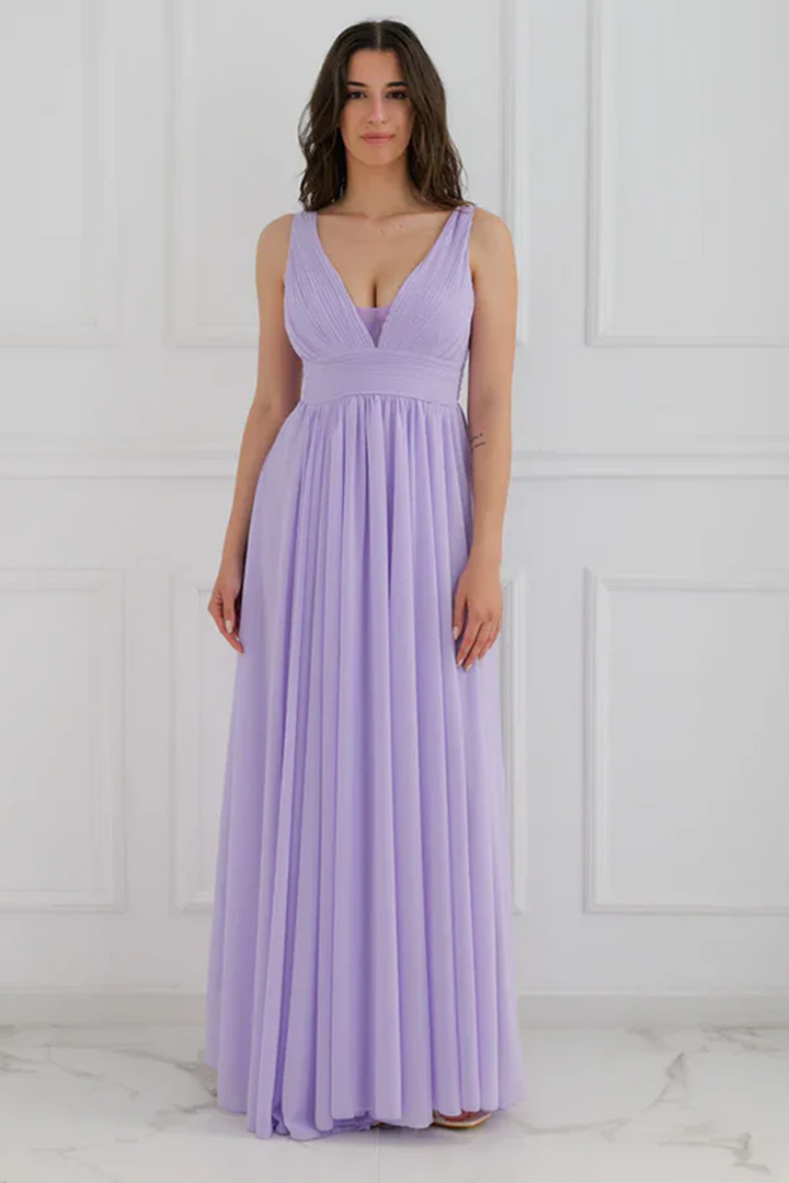 Wide Long Chiffon Bridesmaid Dress Zoe