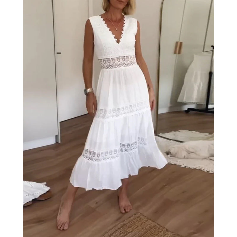 Mirna™ - Lace Tank Dress with V-Neck