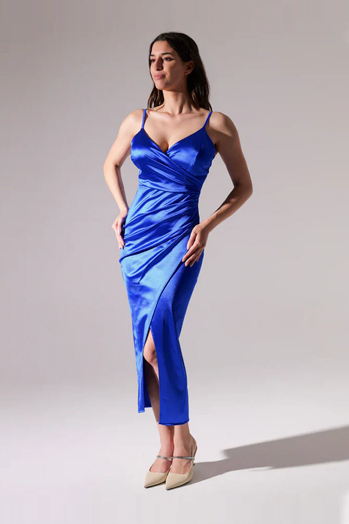 Long Draped Satin Dress Aurora