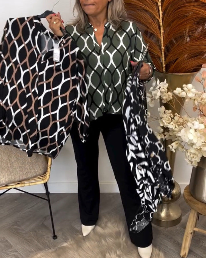 Florina™ - Casual Long Sleeve Blouse with Elegant Pattern