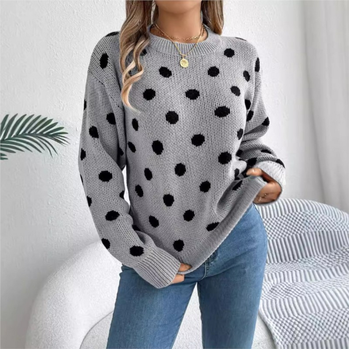 Maud™ - Elegant and Comfortable Polka Dot Knit Sweater