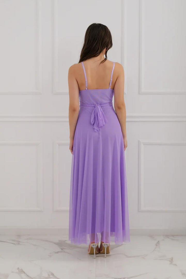 Tulle Dress with Velvet Straps