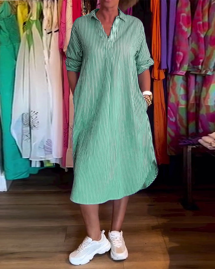 Cato™ - Striped Shirt Dress with Collar