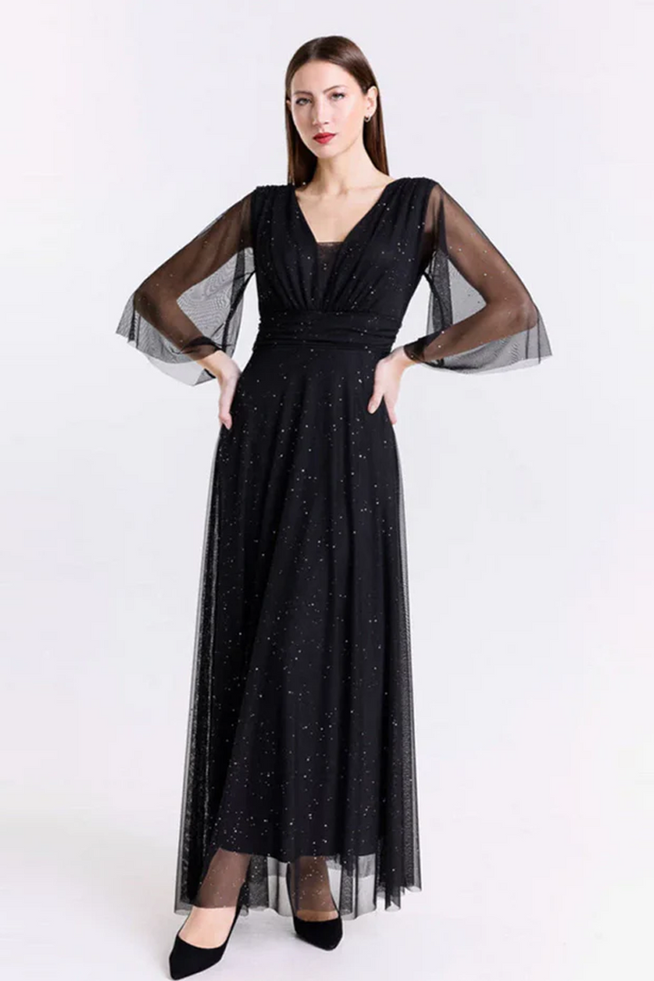 Long tulle dress with long sleeves Ludovica