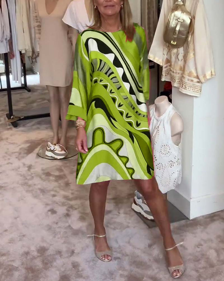 Katherine™ - Trendy Printed Midi Dress with Round Neck