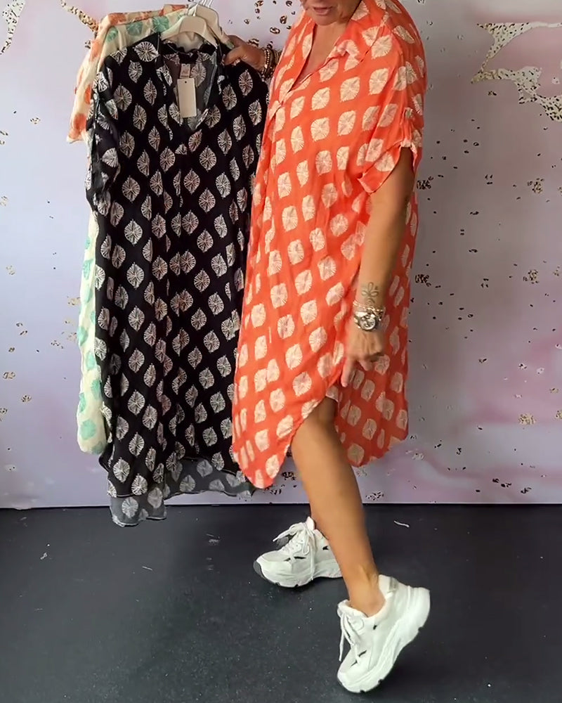 Davina™ - Loose Fit Short Sleeve Shirt Dress