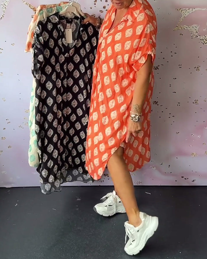 Davina™ - Loose Fit Short Sleeve Shirt Dress
