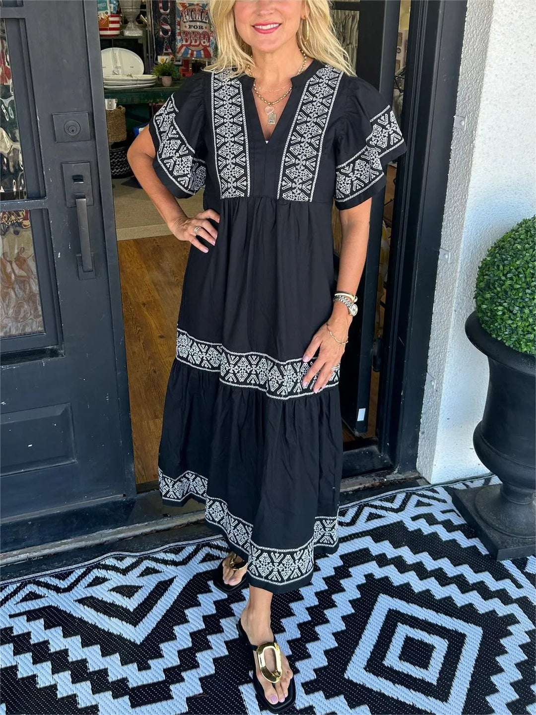 Noéa™ - Bohemian Long Dress with V-Neck