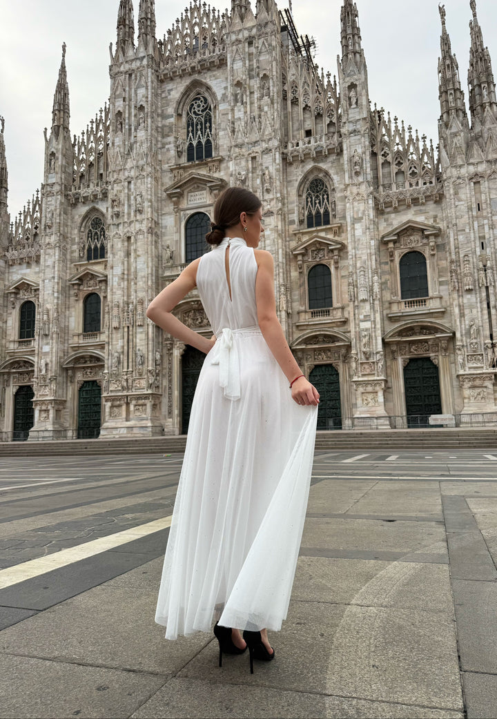 Tulle Dress with American Neckline Caterina