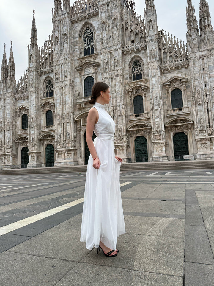 Tulle Dress with American Neckline Caterina