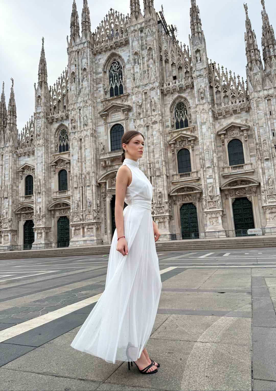 Tulle Dress with American Neckline Caterina