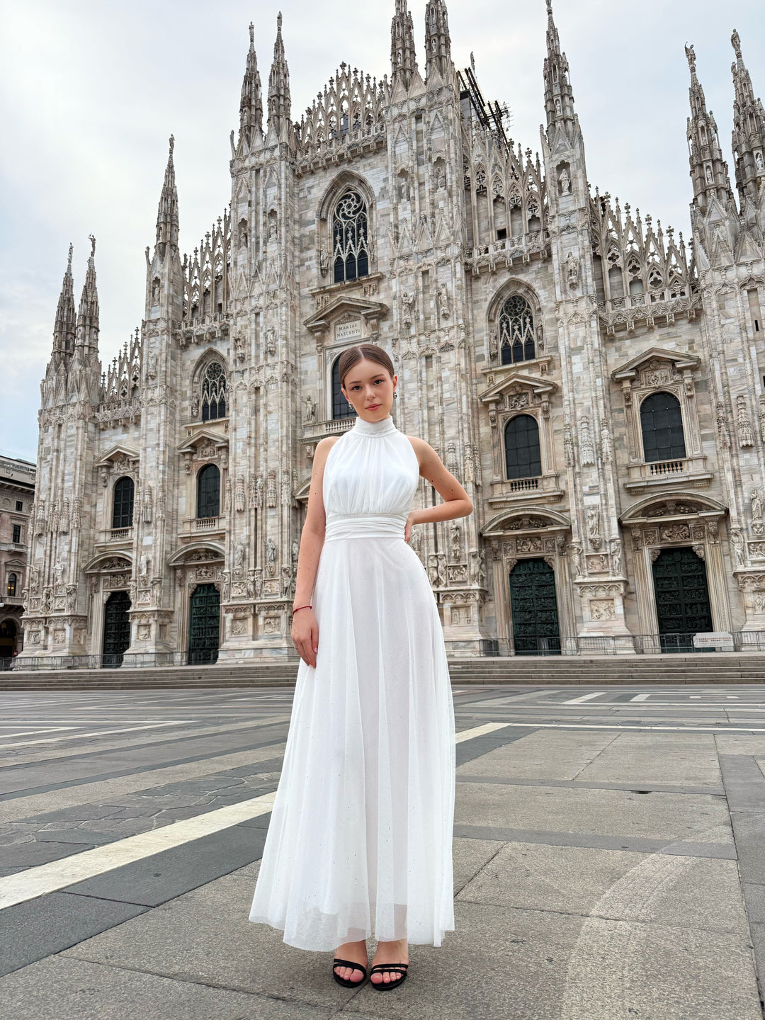 Tulle Dress with American Neckline Caterina