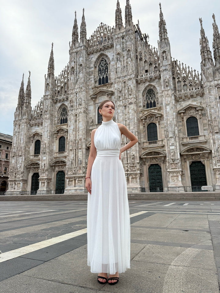 Tulle Dress with American Neckline Caterina