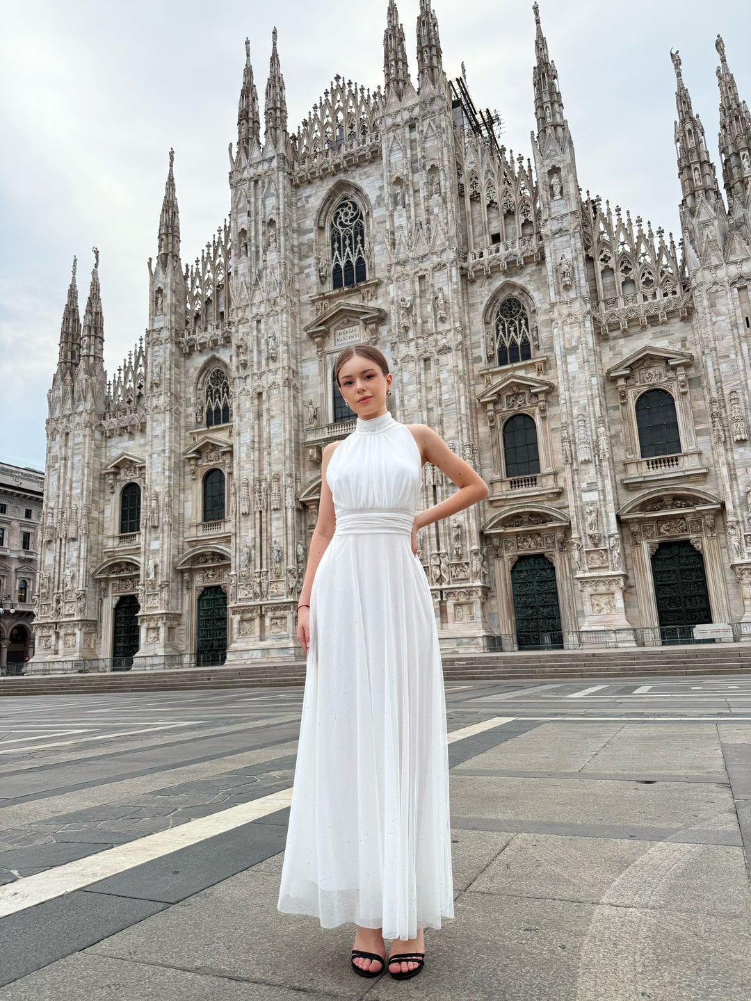 Tulle Dress with American Neckline Caterina