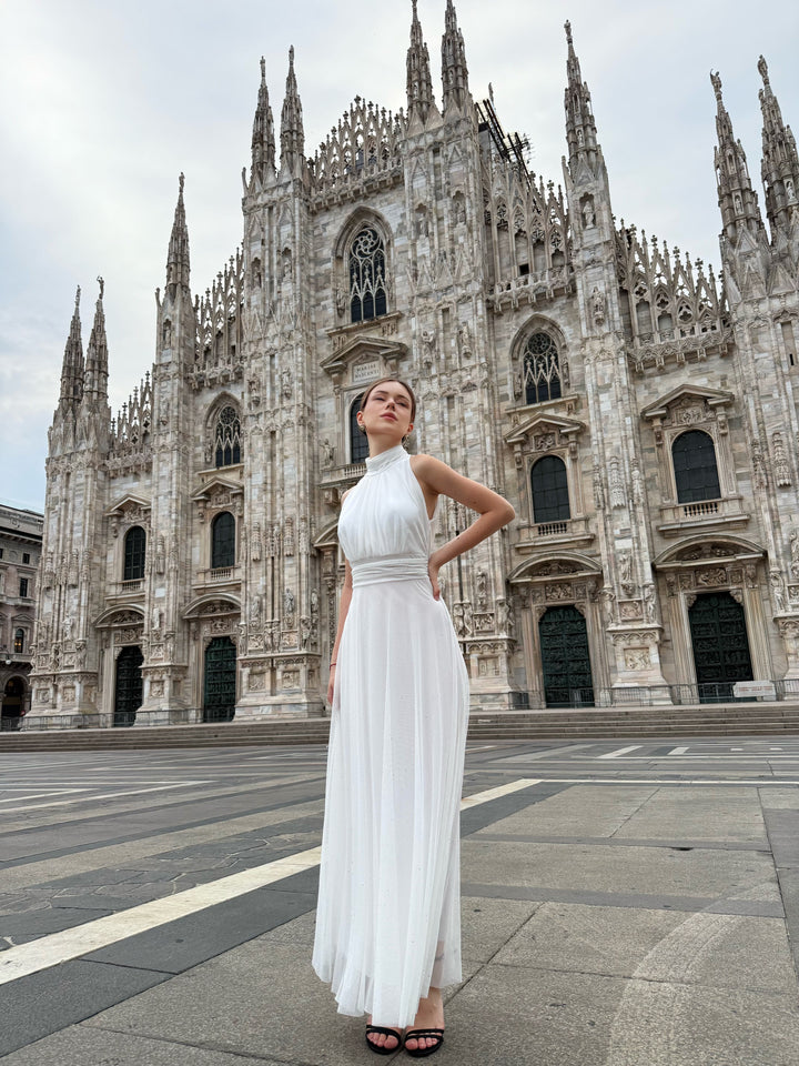 Tulle Dress with American Neckline Caterina