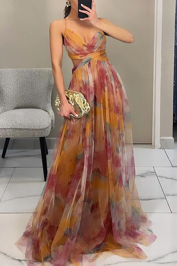 Leora™ - Enchanting Floral Print Maxi Dress