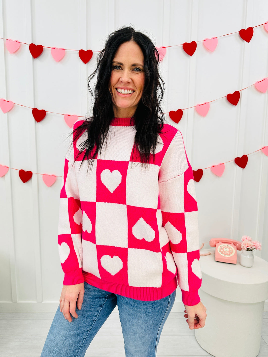 Ottilie™ - Valentine's Day Heart Check Sweater