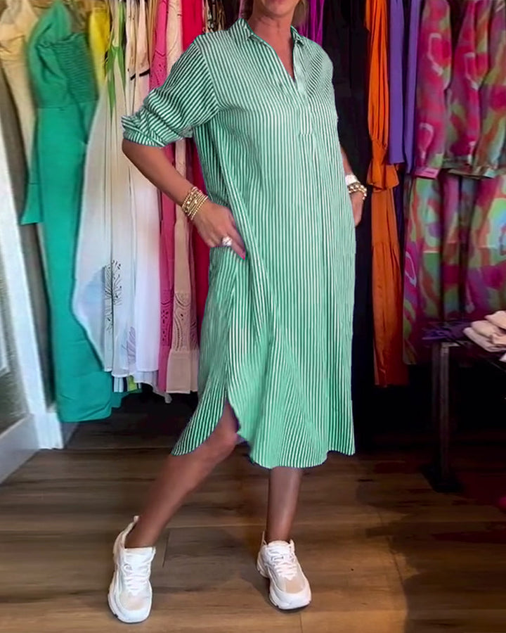 Cato™ - Striped Shirt Dress with Collar