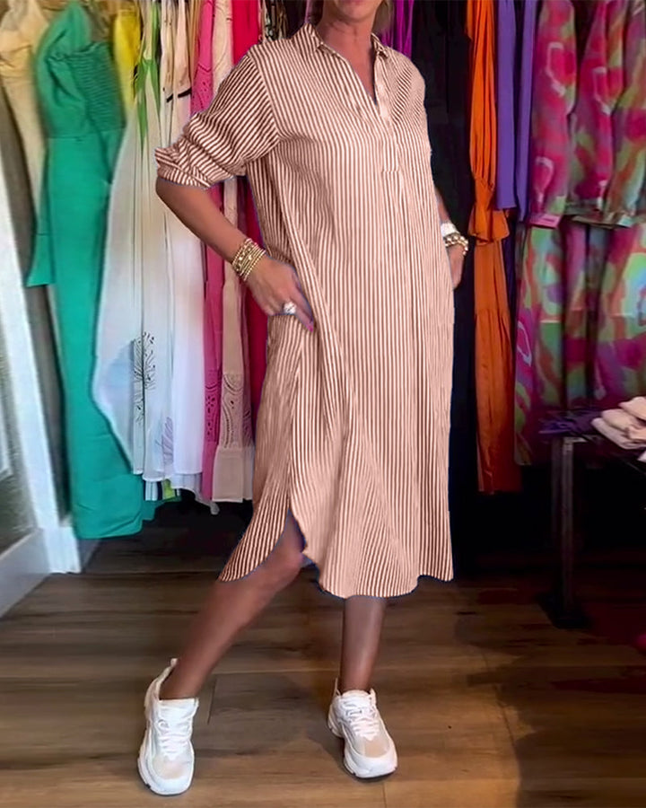 Cato™ - Striped Shirt Dress with Collar