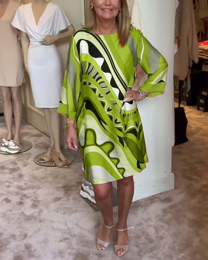 Katherine™ - Trendy Printed Midi Dress with Round Neck