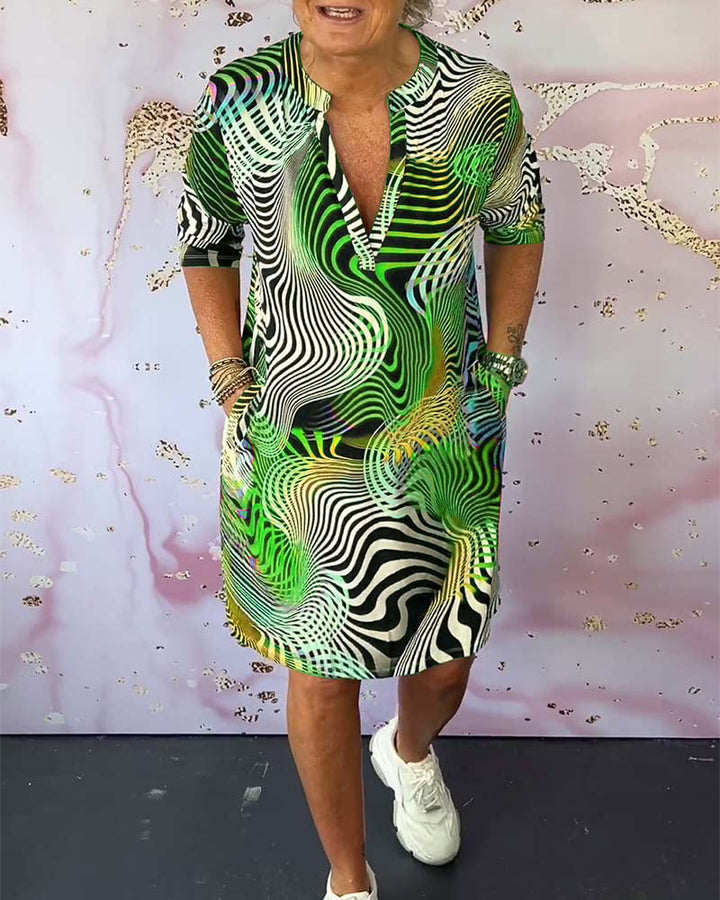 Maina™ - Colorful V-Neck Dress