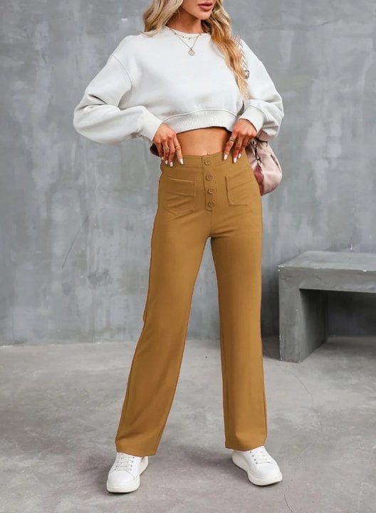 Nara™ - High Elasticity - High-Waisted Straight Leg Casual Pants