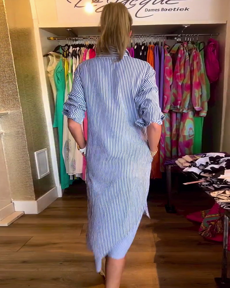Cato™ - Striped Shirt Dress with Collar