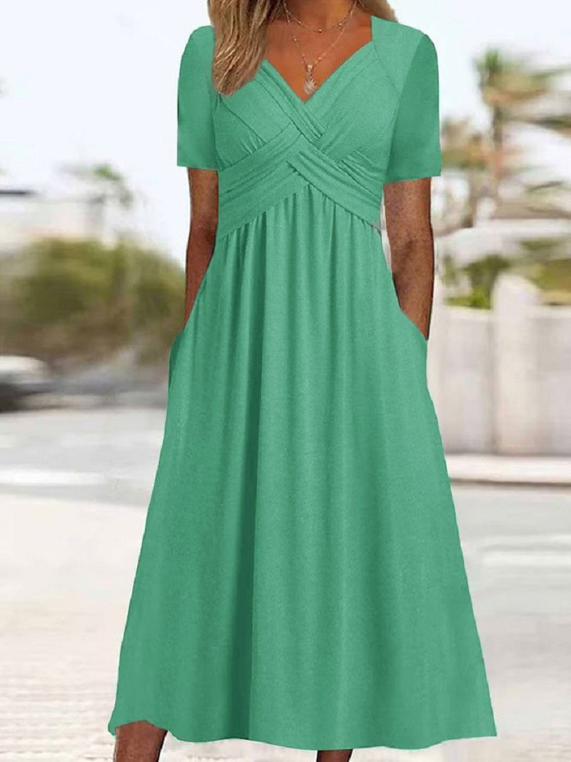 Malina™ - Elegant Dress with Fluid Silhouette and V-Neck