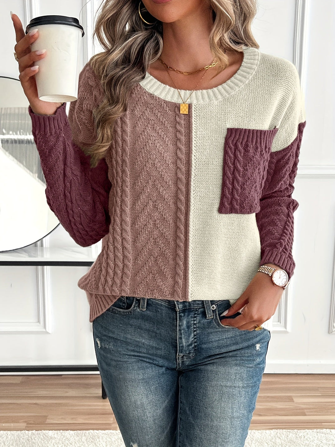 Maëlle™ - Two-Tone Turtleneck Sweater