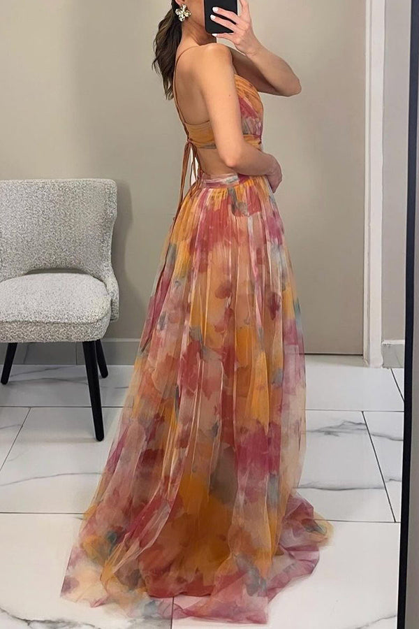 Leora™ - Enchanting Floral Print Maxi Dress