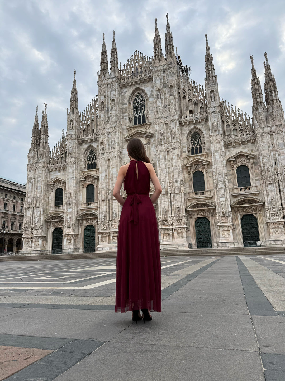 Long tulle cut-out dress Lucrezia