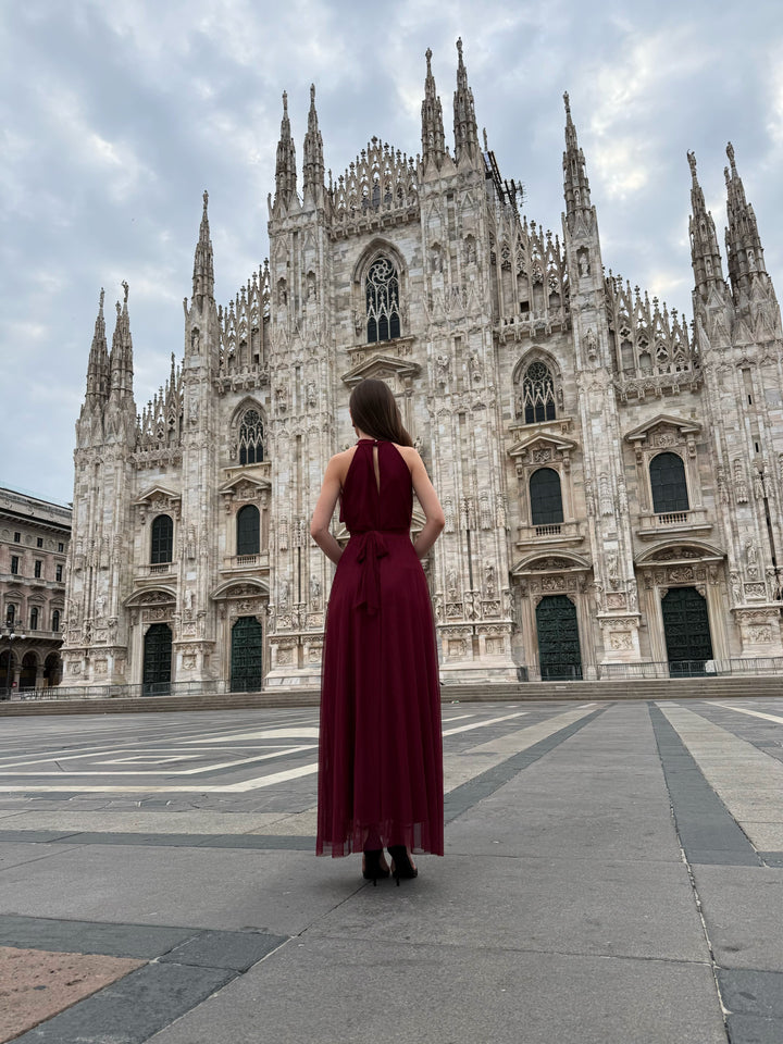 Long tulle cut-out dress Lucrezia