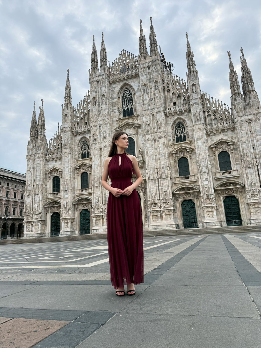 Long tulle cut-out dress Lucrezia