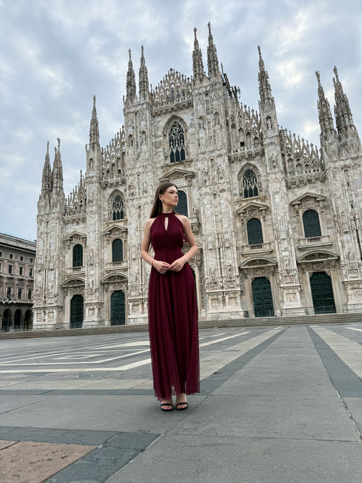 Long tulle cut-out dress Lucrezia