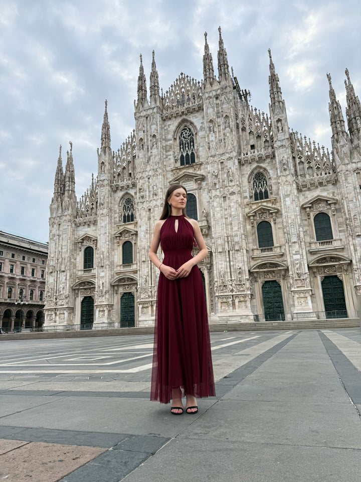 Long tulle cut-out dress Lucrezia