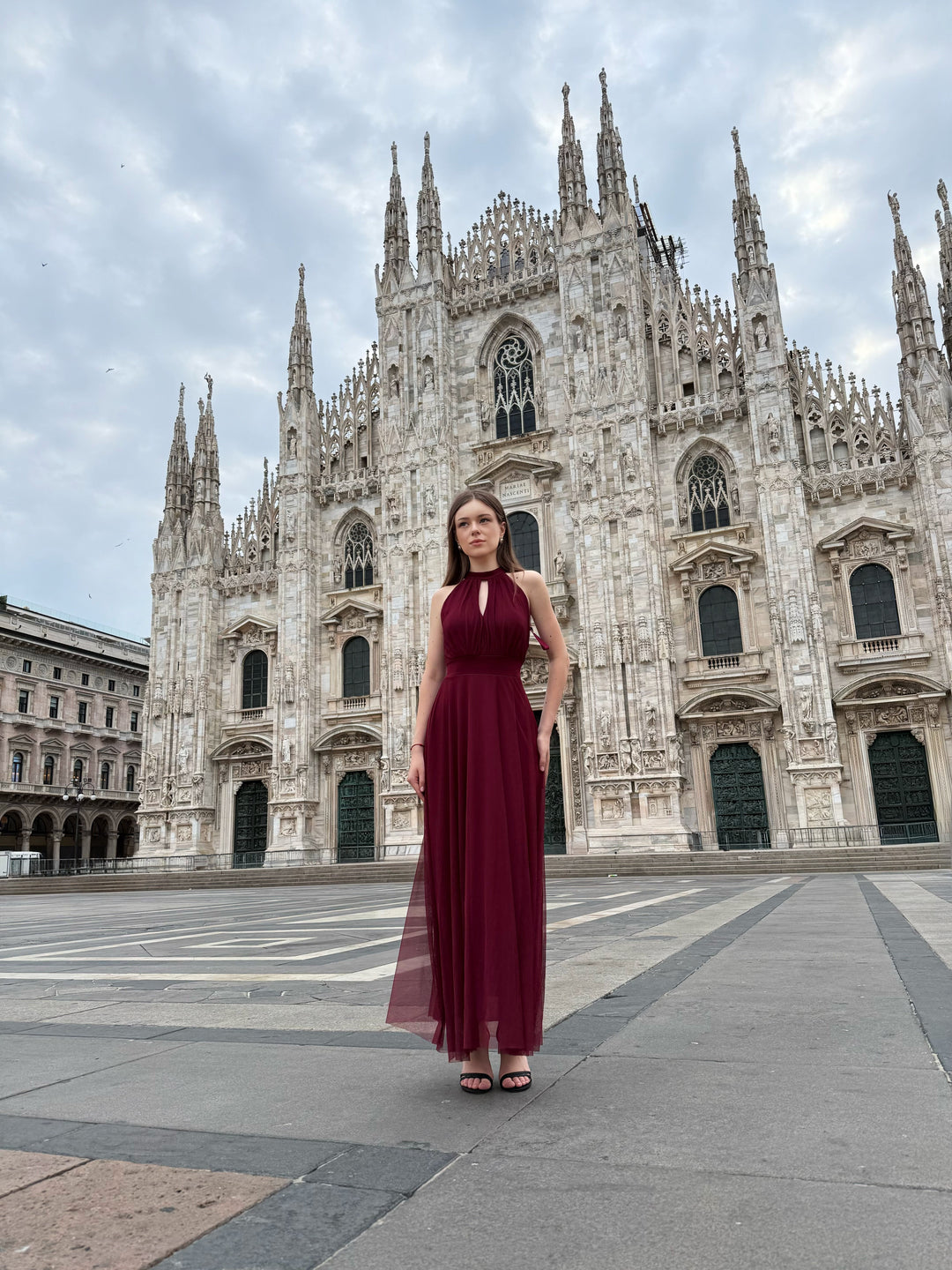 Long tulle cut-out dress Lucrezia