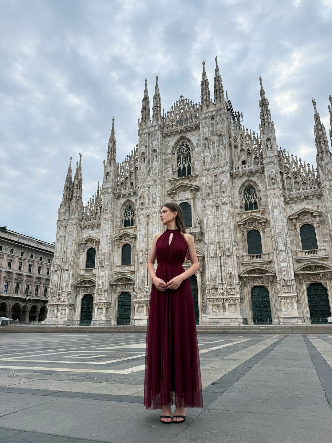 Long tulle cut-out dress Lucrezia