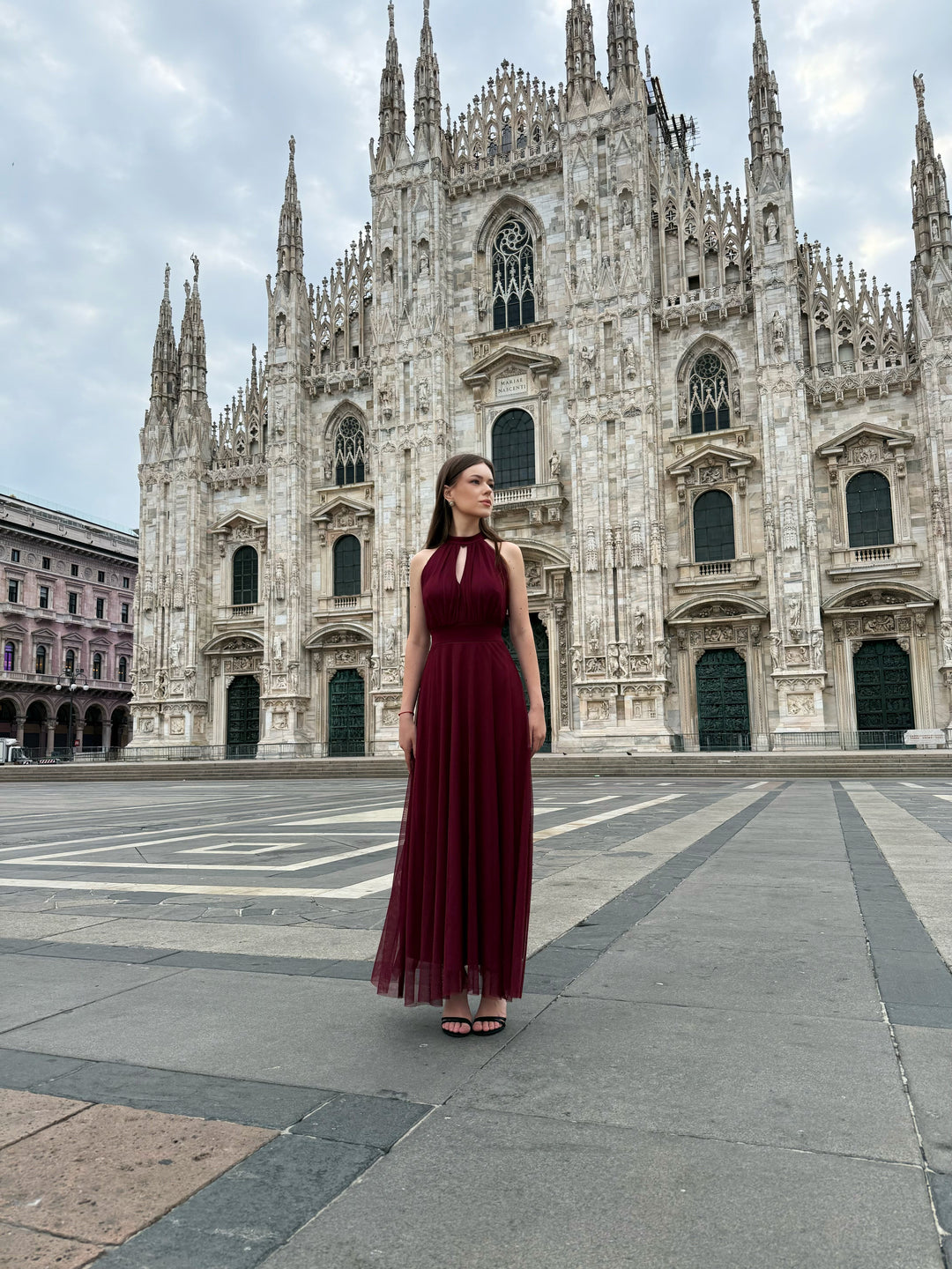 Long tulle cut-out dress Lucrezia