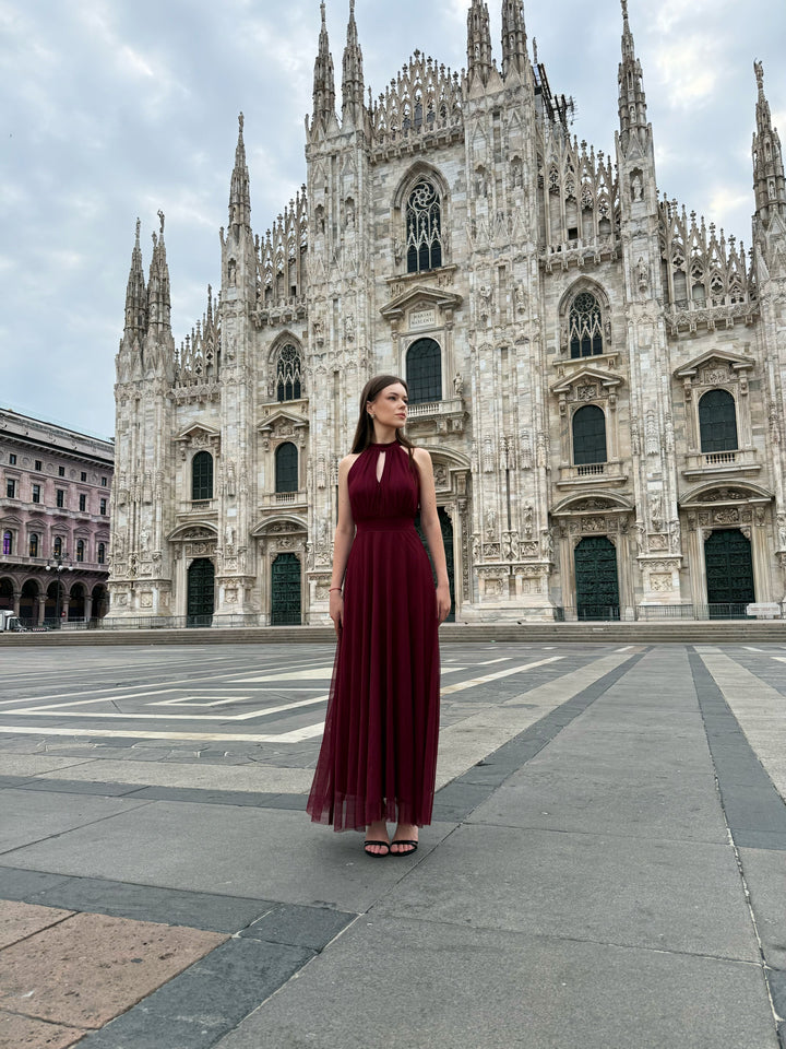 Long tulle cut-out dress Lucrezia