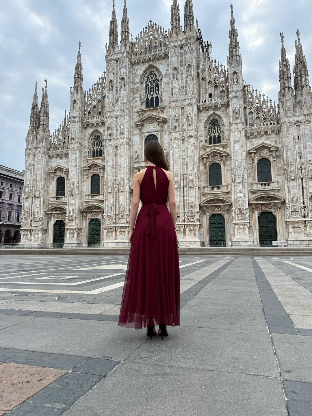 Long tulle cut-out dress Lucrezia