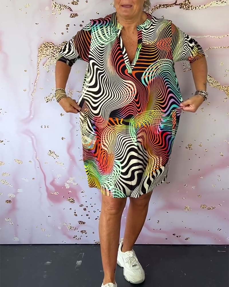 Maina™ - Colorful V-Neck Dress