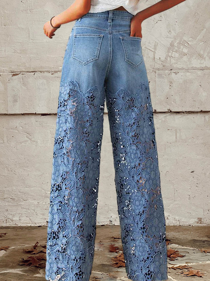 Lisandra™ - Mid-rise Lace Patchwork Jeans